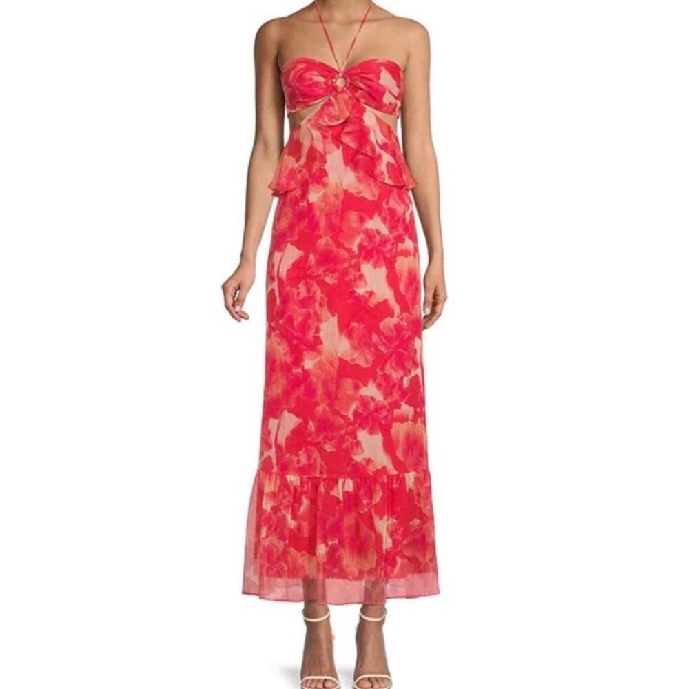 Gianni Bini Cherry Myra Halter Cutout Maxi Dress Sz.10 NWT - Picture 3 of 16